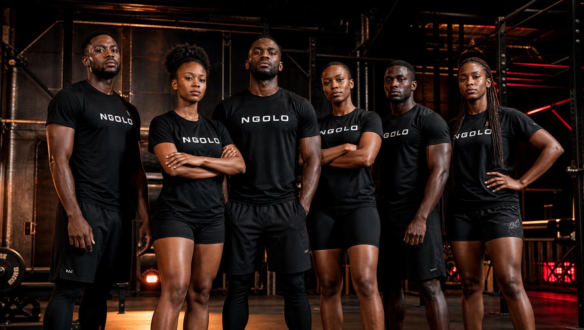 Atletas do Team NGOLO com camisetas oficiais